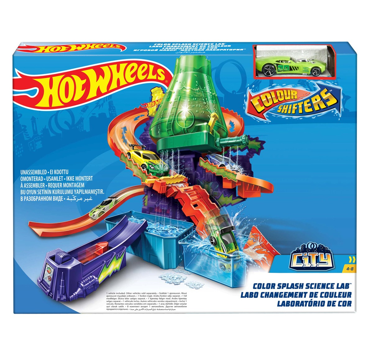 Hot Wheels Metal Shifters Color Splash Science Lab Playset, Multicolor CCP76
