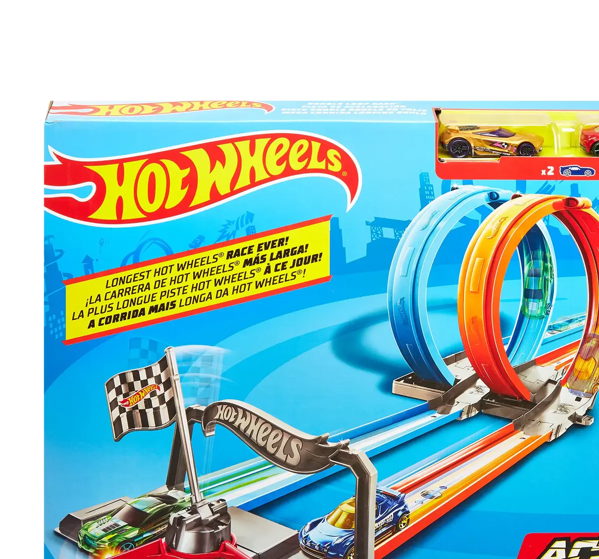 Hot Wheels Double Loop Dash Trackset with 2 Vehicles GFH85