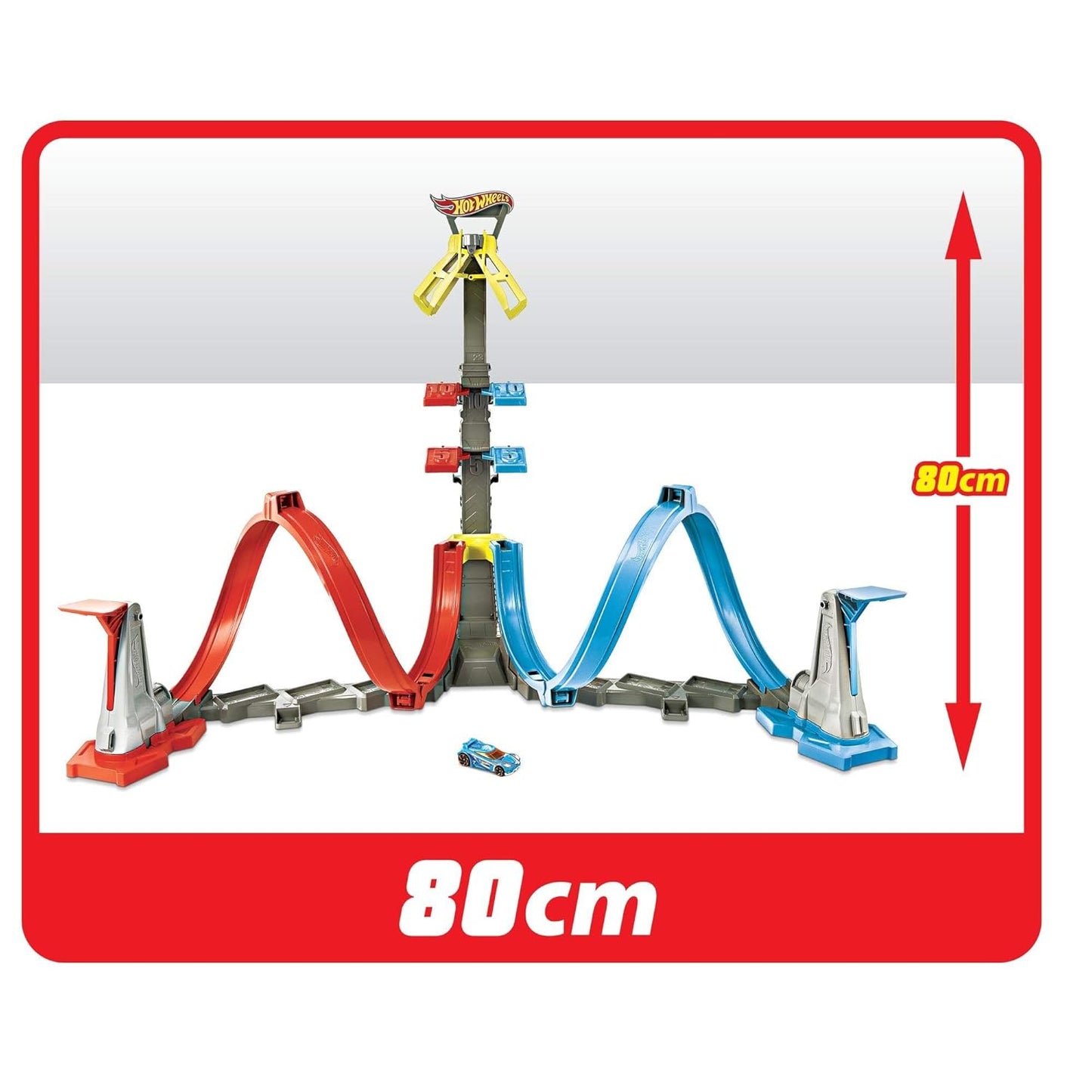 Mattel Hot Wheels Loop & Launch Track Set for Kids 5-10 Years Old with Adjustable 2-Foot-Tall Winner S Cage, Spiral Loop, & Point Panels, Simple Set-Up & Collapsible for Easy Storage GRW39