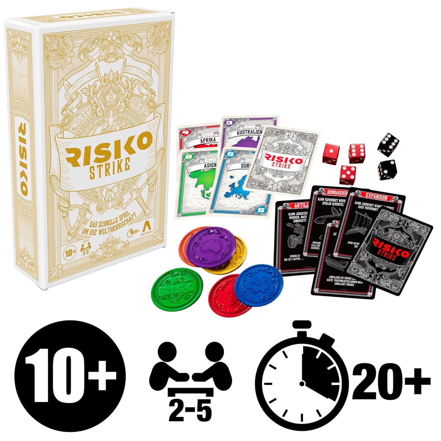 Hasbro Gaming Risk Strike Cards and Dice, 2-5 Players Game, 10Y+