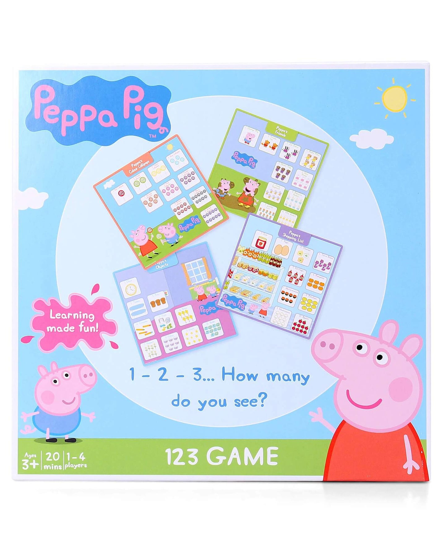 Funskool Games, Peppa Pig, 123 Game, Educational Game, Counting & Matching Skills, 1, 4 Players, 3 & Above for Kid