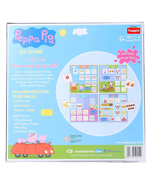 Funskool Games, Peppa Pig, 123 Game, Educational Game, Counting & Matching Skills, 1, 4 Players, 3 & Above for Kid