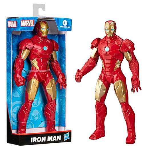Marvel Mighty Hero Series Iron Man Action Figure, 9.5-Inch Poseable Super Hero Toy for Kids 4 and Up
