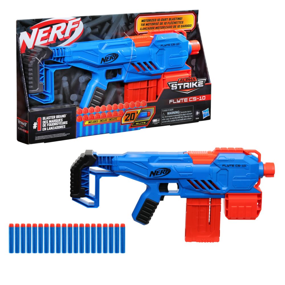 Nerf Alpha Strike Flyte CS 10 Motorized Blaster for kids 8Y+, Multicolour