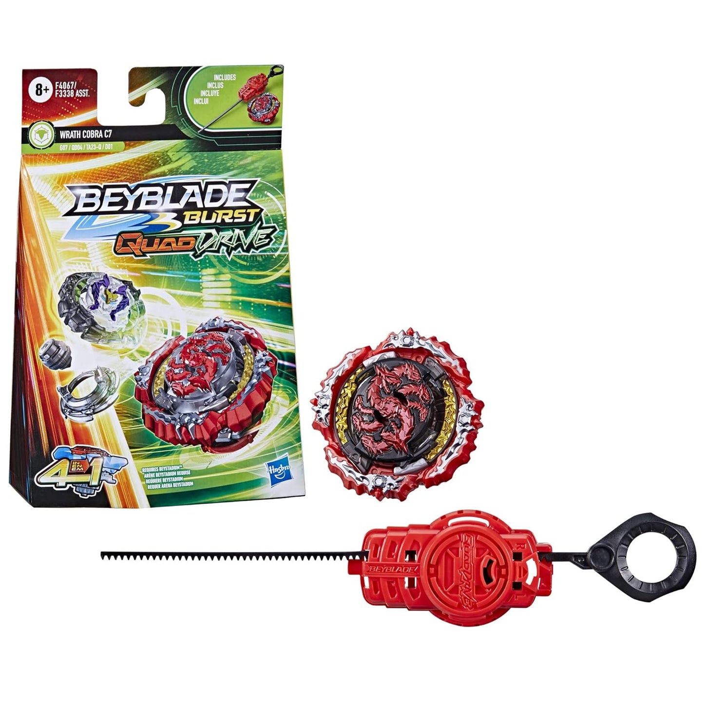 Hasbro Beyblade Burst Quad Drive Wrath Cobra C7 Spinning Top Starter Pack Defense/Attack Type Battling Game With Launcher Multicolour, 8Y+