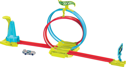 Hot Wheels® Neon Speeders™ Track Set, Laser Stunt Slamway with 1 Hot Wheels® Car, Tri-Colored Track, Connects to Other Sets, Easy Storage HPC05