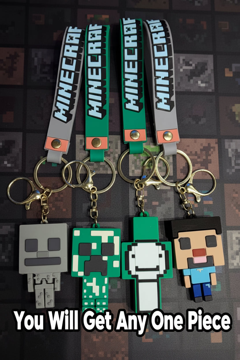 Minecraft Character Keychain with Lanyard