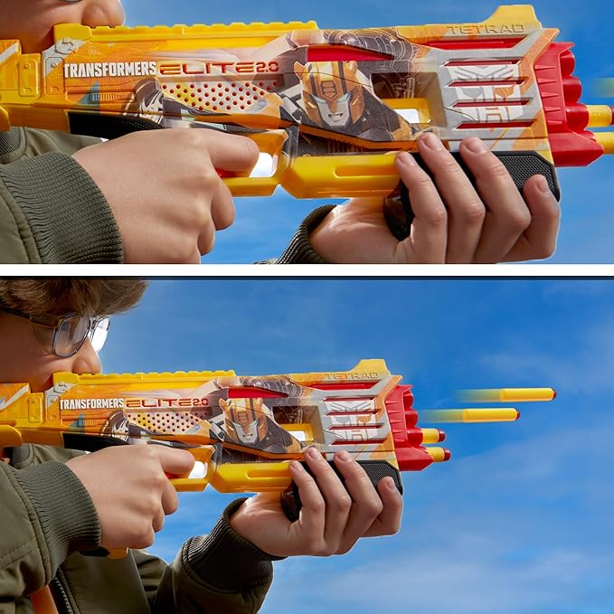 Nerf Transformers Bumblebee Dart Blaster, 8 Nerf Elite Darts, 8Y+