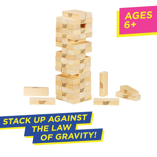 Classic Jenga Game with Genuine Hardwood Blocks, Jenga Brand Stacking Tower Game for Kids Ages 6 and Up