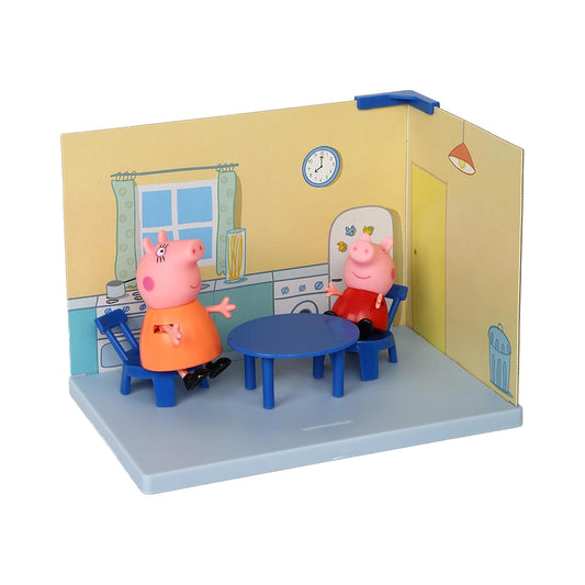 PEPPA PIG Kitchen Themed Preschool Toy with Mummy Pig, Includes 2 Poseable Figures, Accessories and Scene Cards Playset, for Girls and Boys Ages 3 Birthday Gift Toys for Kids