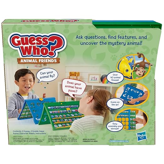 Hasbro Guess Who Animal Friends Board Game for Kids Ages 6+, Guess Who? Game with Animals, Includes 2 Double-Sided Animal Sheets (Amazon Exclusive)