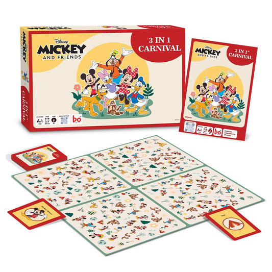 Borad 3 in Carnival Board & Card Game Mickey and Friends | 3 Games in One Box for Kids | Ages 3 and Up | for 2 to 6 Players | Fun Family Gifts