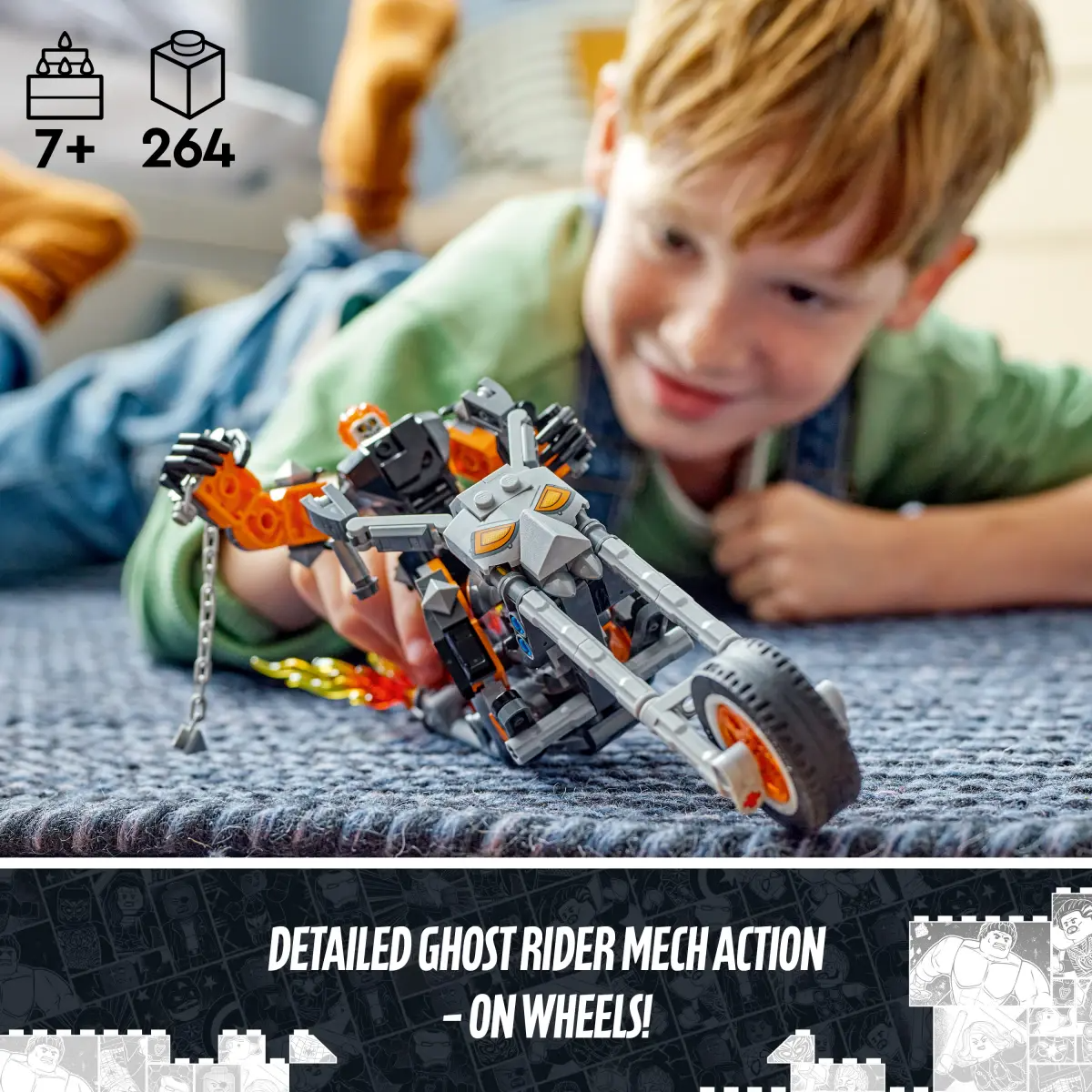 LEGO Marvel Ghost Rider Mech&Bike 76245 Building Toy Set (264 Pcs),Multicolor