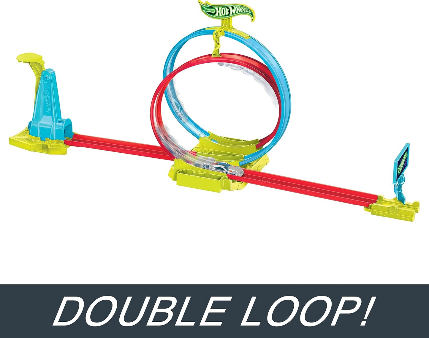 Hot Wheels® Neon Speeders™ Track Set, Laser Stunt Slamway with 1 Hot Wheels® Car, Tri-Colored Track, Connects to Other Sets, Easy Storage HPC05
