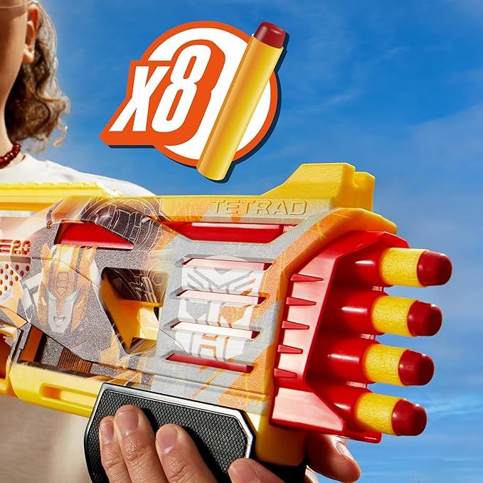 Nerf Transformers Bumblebee Dart Blaster, 8 Nerf Elite Darts, 8Y+