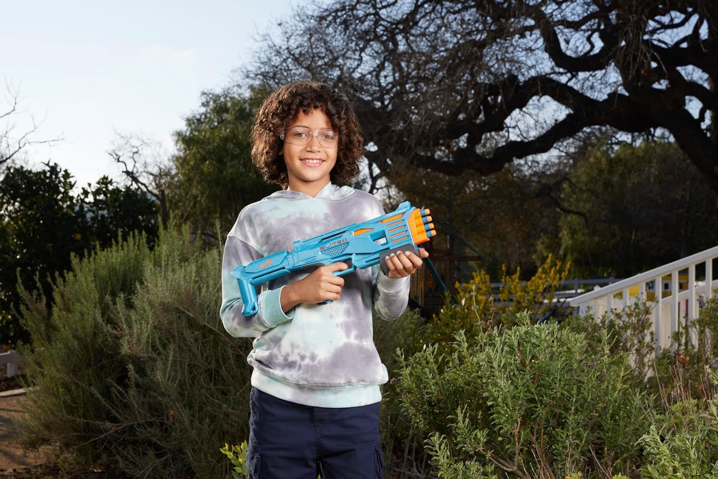 Nerf Elite 2.0 Tetrad QS-4 Blaster, 4 Elite Darts, 4-Barrel Blasting, Tactical Rail for Customizing Capability, Multicolor