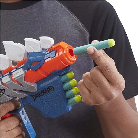 Nerf DinoSquad Stego-smash Dart Blaster, 5 Nerf Elite Darts, Outdoor Toys, Dinosaur Toys, Stegosaurus Dinosaur Design, 8Y+