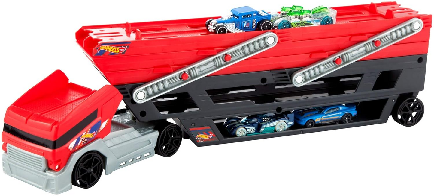 HOT WHEELS MEGA HAULER with 4 Exclusive Hot Wheels Cars FPM81