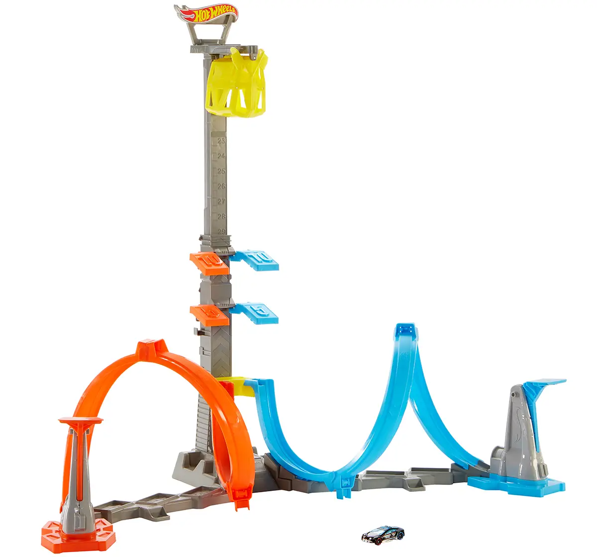 Mattel Hot Wheels Loop & Launch Track Set for Kids 5-10 Years Old with Adjustable 2-Foot-Tall Winner S Cage, Spiral Loop, & Point Panels, Simple Set-Up & Collapsible for Easy Storage GRW39