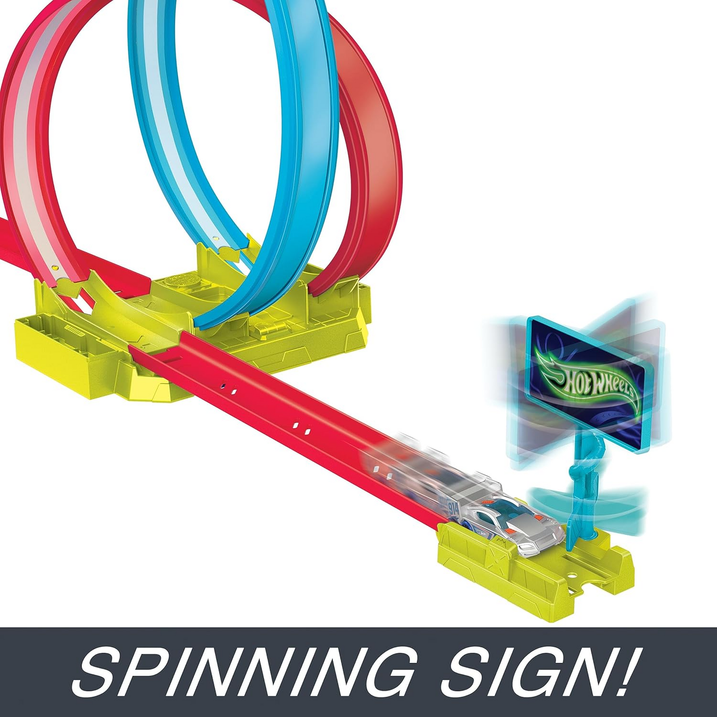 Hot Wheels® Neon Speeders™ Track Set, Laser Stunt Slamway with 1 Hot Wheels® Car, Tri-Colored Track, Connects to Other Sets, Easy Storage HPC05