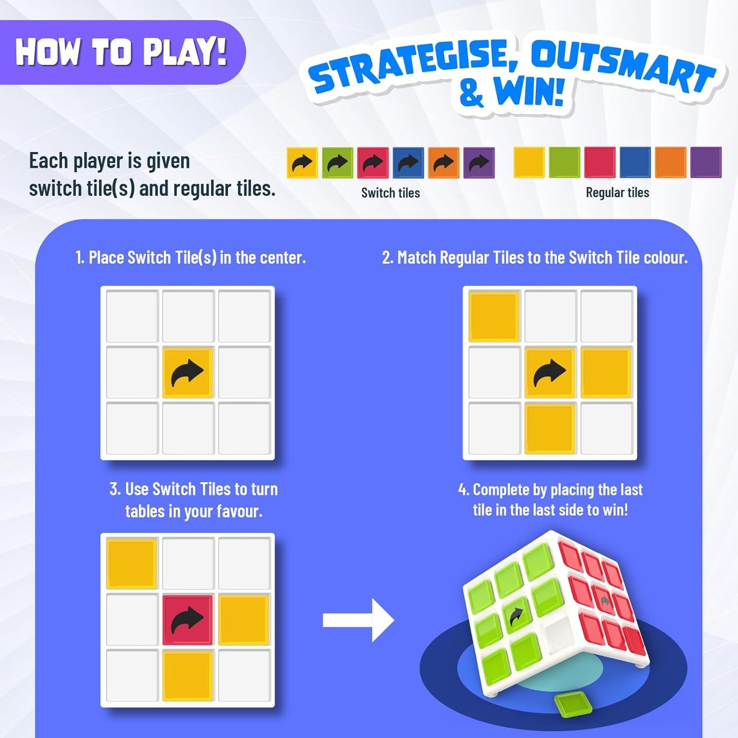 Funskool Cube Conquer, Strategic & Mind Challenging Cube Game for Kids and Adults, Learning & Development Toy for 2-6 Players, Ages 7+, Easy to Learn, Multicolour, Game Nights, Gift Set for Kids