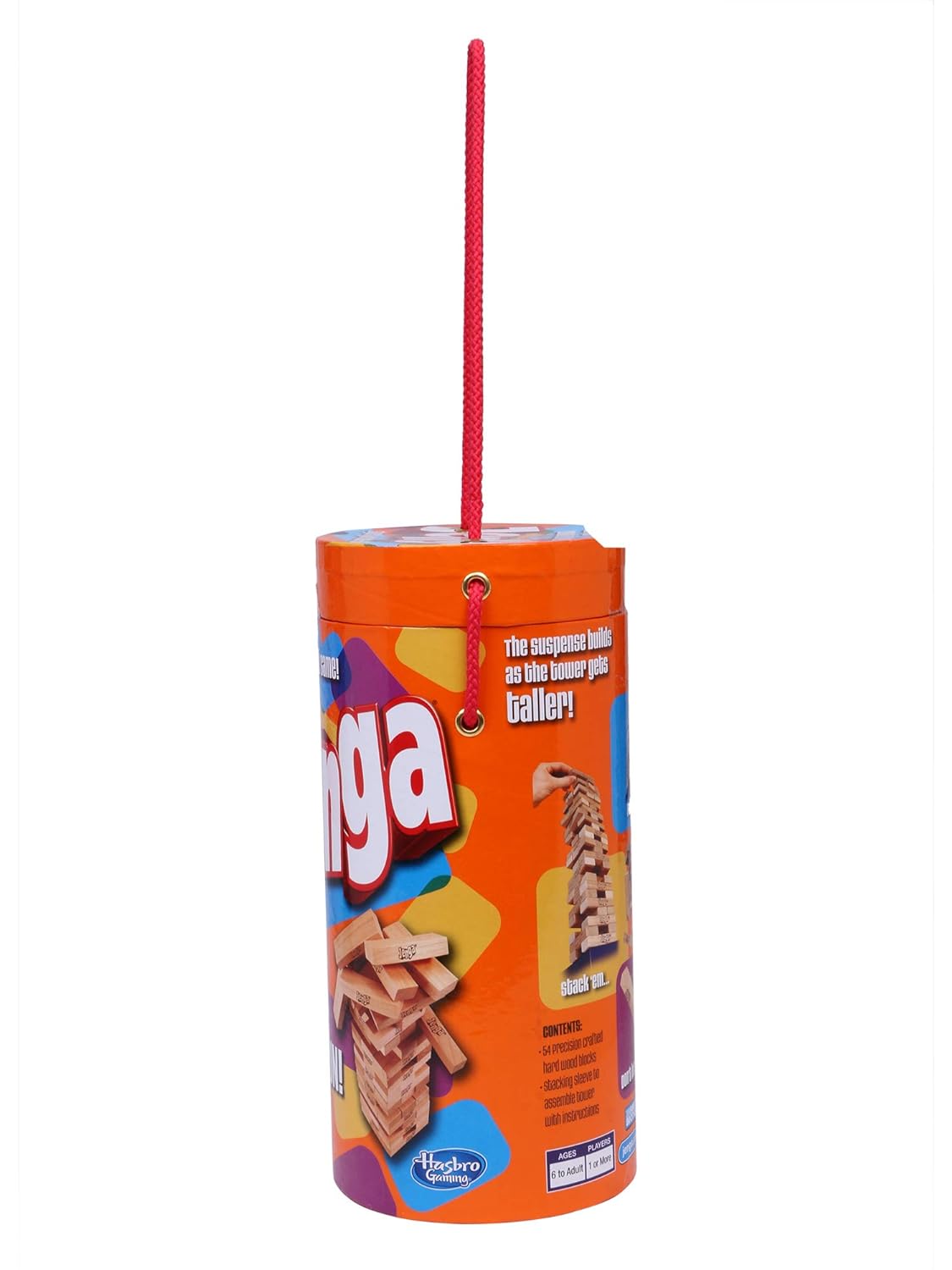 Hasbro Jenga Tube Stacking Tower Game for Kids 6Y+, Multicolour