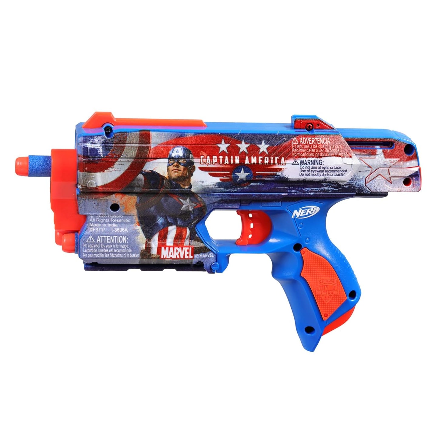 Nerf Marvel Captain America Dart Blaster, 10 Nerf Elite Darts, 8Y+