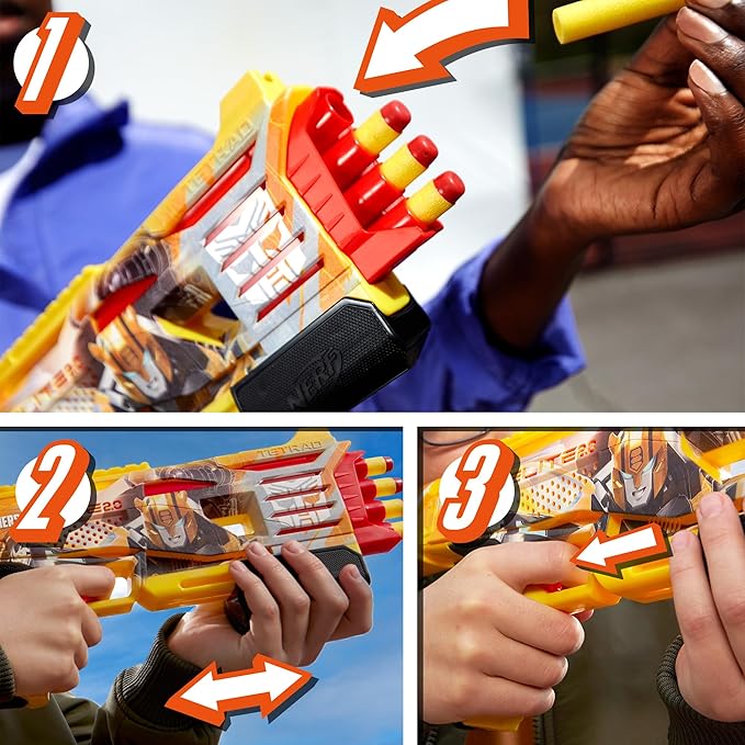 Nerf Transformers Bumblebee Dart Blaster, 8 Nerf Elite Darts, 8Y+