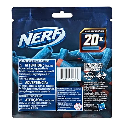 Nerf Elite 2.0 20-Dart Refill Pack, 20 Official Foam Darts for Elite 2.0 Blasters, Compatible with All Elite Blasters, Multicolor