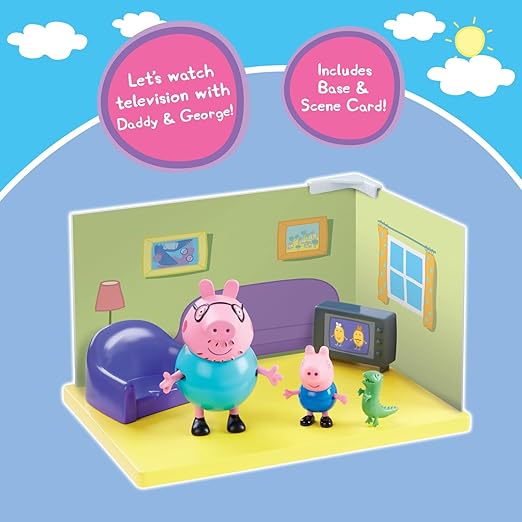 Peppa Pig's Living Room Themed Preschool Toy with Daddy Pig and George, 3Y+