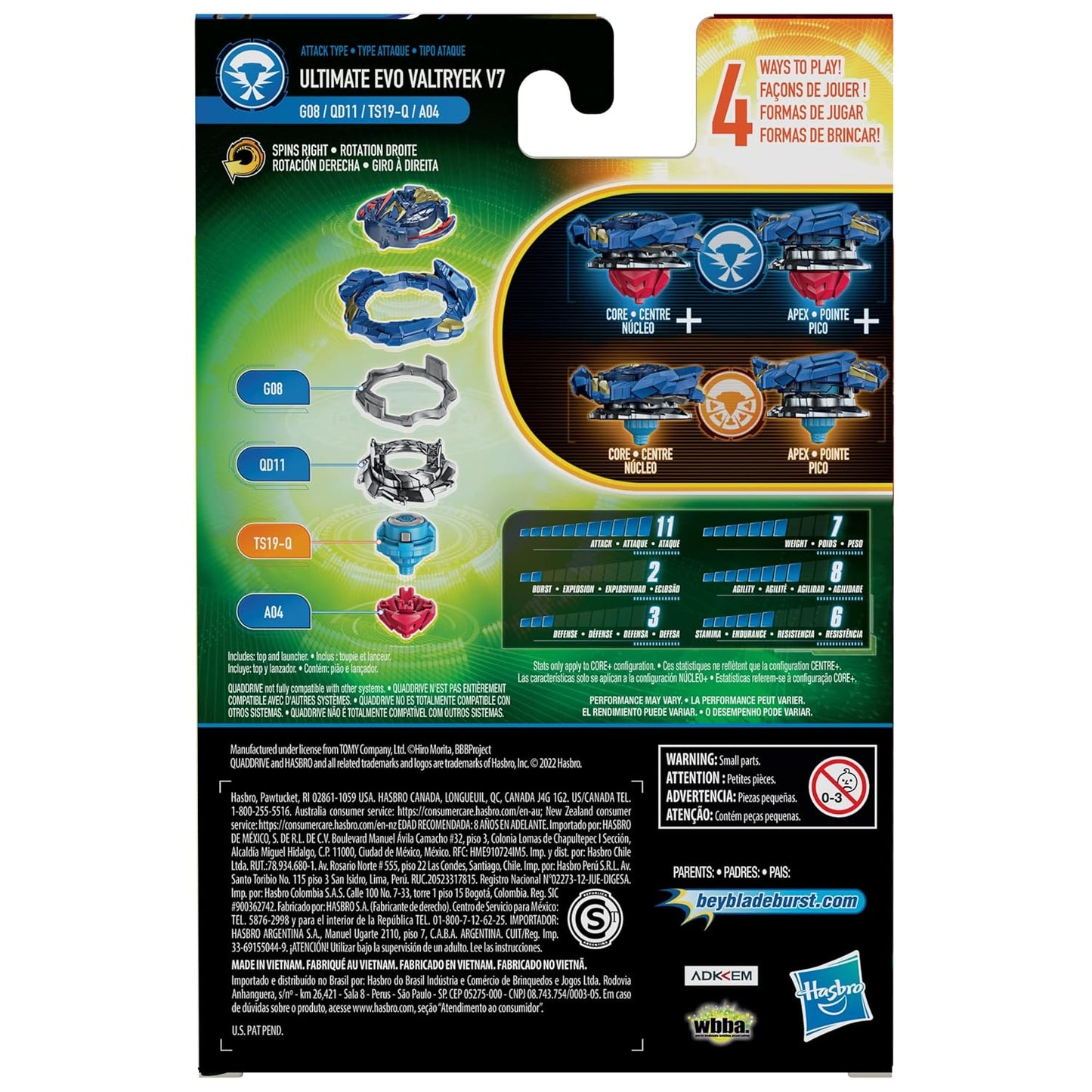 Beyblade Burst Quaddrive Ultimate Evo Valtryek V7 Spinning Top Starter Pack, 8Yrs+
