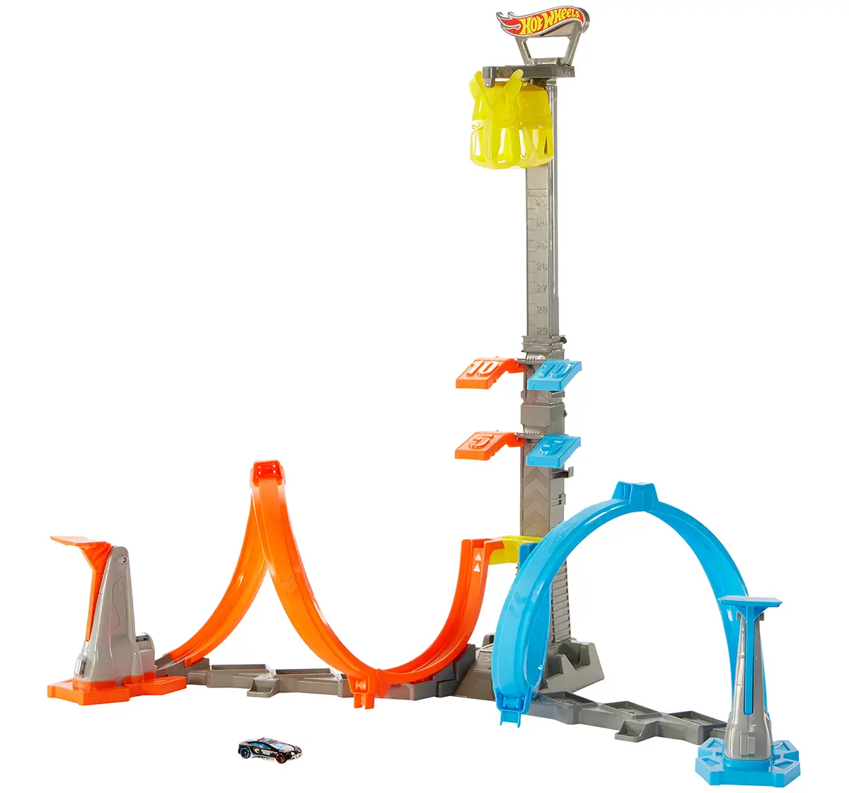 Mattel Hot Wheels Loop & Launch Track Set for Kids 5-10 Years Old with Adjustable 2-Foot-Tall Winner S Cage, Spiral Loop, & Point Panels, Simple Set-Up & Collapsible for Easy Storage GRW39