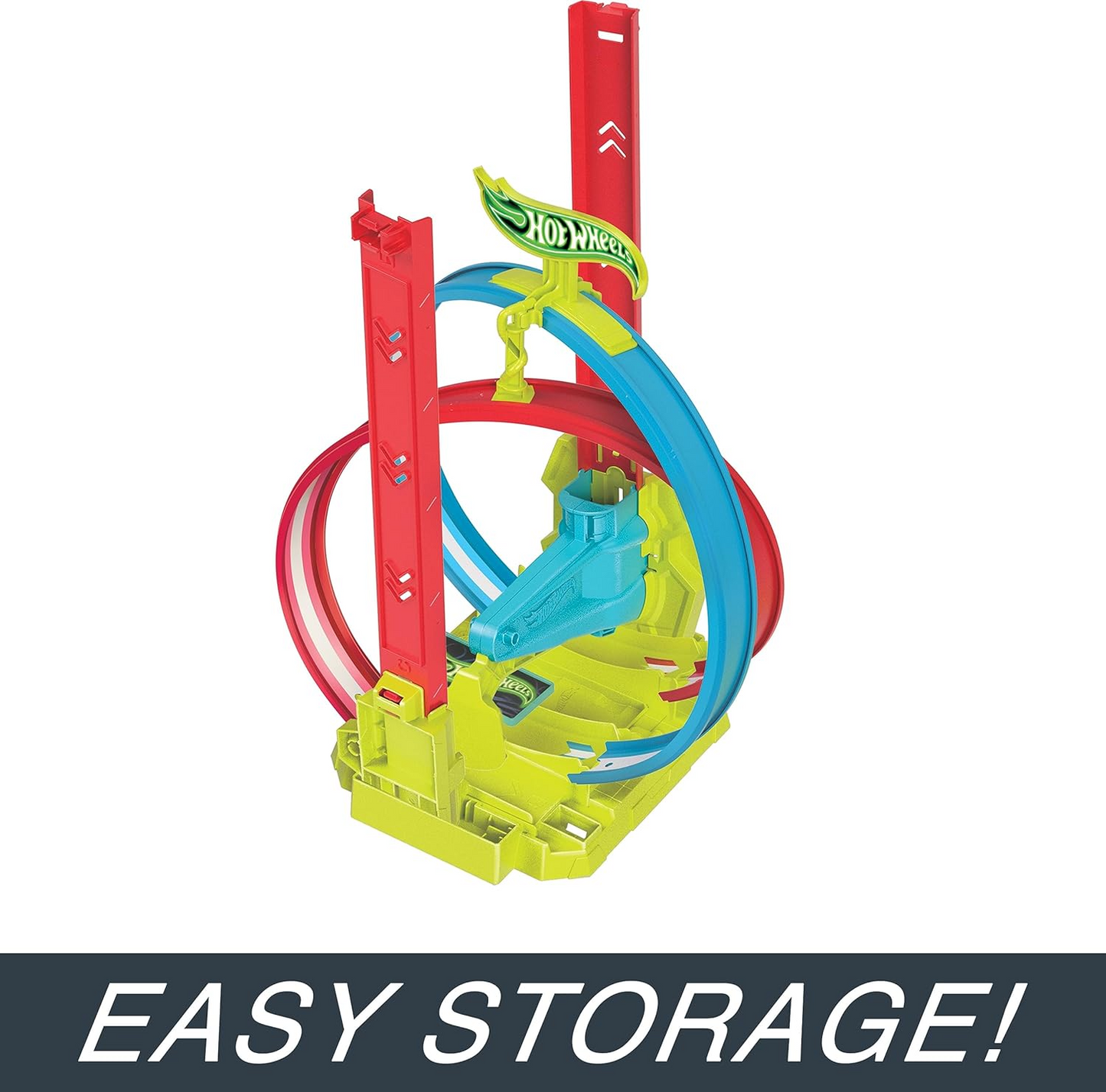 Hot Wheels® Neon Speeders™ Track Set, Laser Stunt Slamway with 1 Hot Wheels® Car, Tri-Colored Track, Connects to Other Sets, Easy Storage HPC05