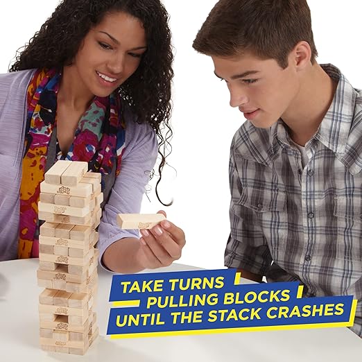 Classic Jenga Game with Genuine Hardwood Blocks, Jenga Brand Stacking Tower Game for Kids Ages 6 and Up