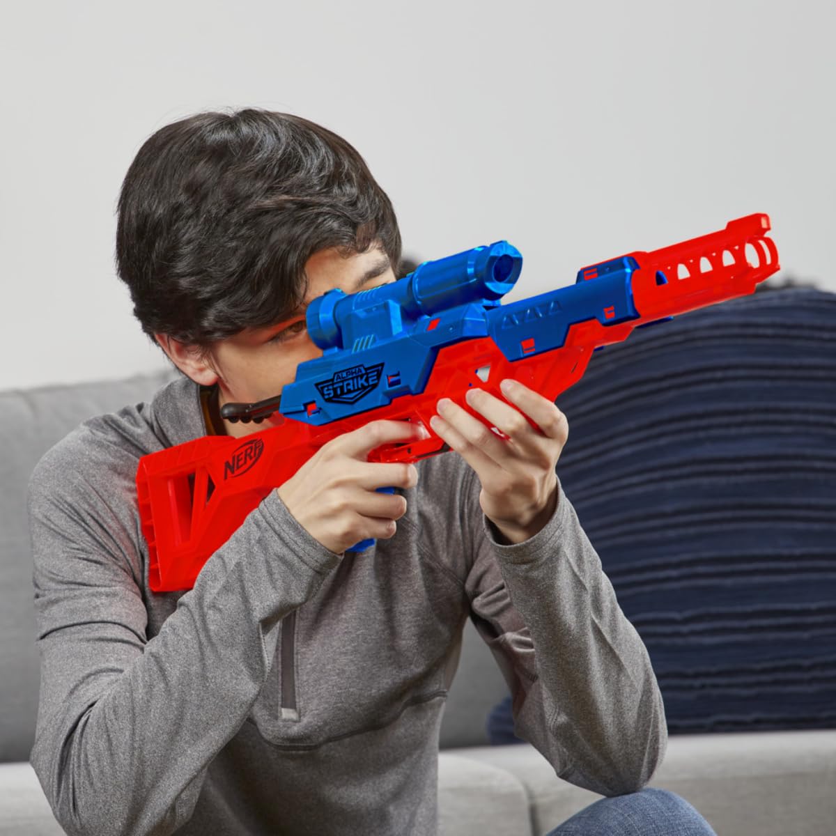 NERF Alpha Strike Wolf LR-1 Toy Blaster with Targeting Scope, Multicolour, 8Y+