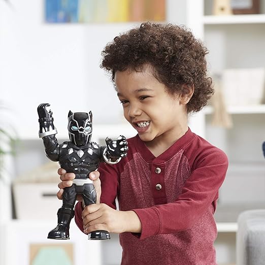 Super Hero Adventures Playskool Heroes Marvel Mega Mighties Black Panther Collectible 10" Action Figure, Toys for Kids Ages 3 & Up