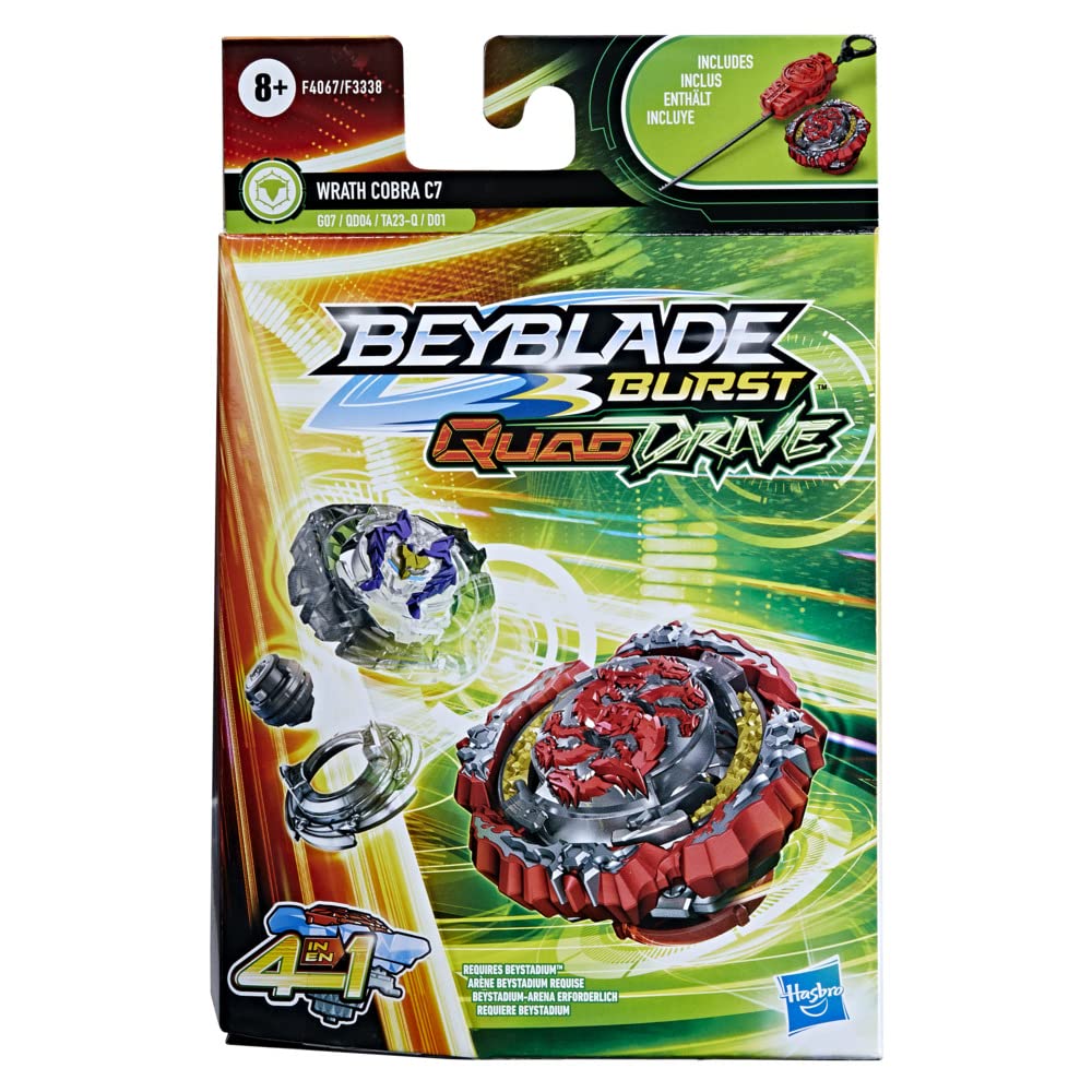 Hasbro Beyblade Burst Quad Drive Wrath Cobra C7 Spinning Top Starter Pack Defense/Attack Type Battling Game With Launcher Multicolour, 8Y+