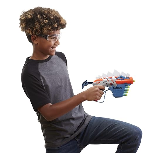 Nerf DinoSquad Stego-smash Dart Blaster, 5 Nerf Elite Darts, Outdoor Toys, Dinosaur Toys, Stegosaurus Dinosaur Design, 8Y+