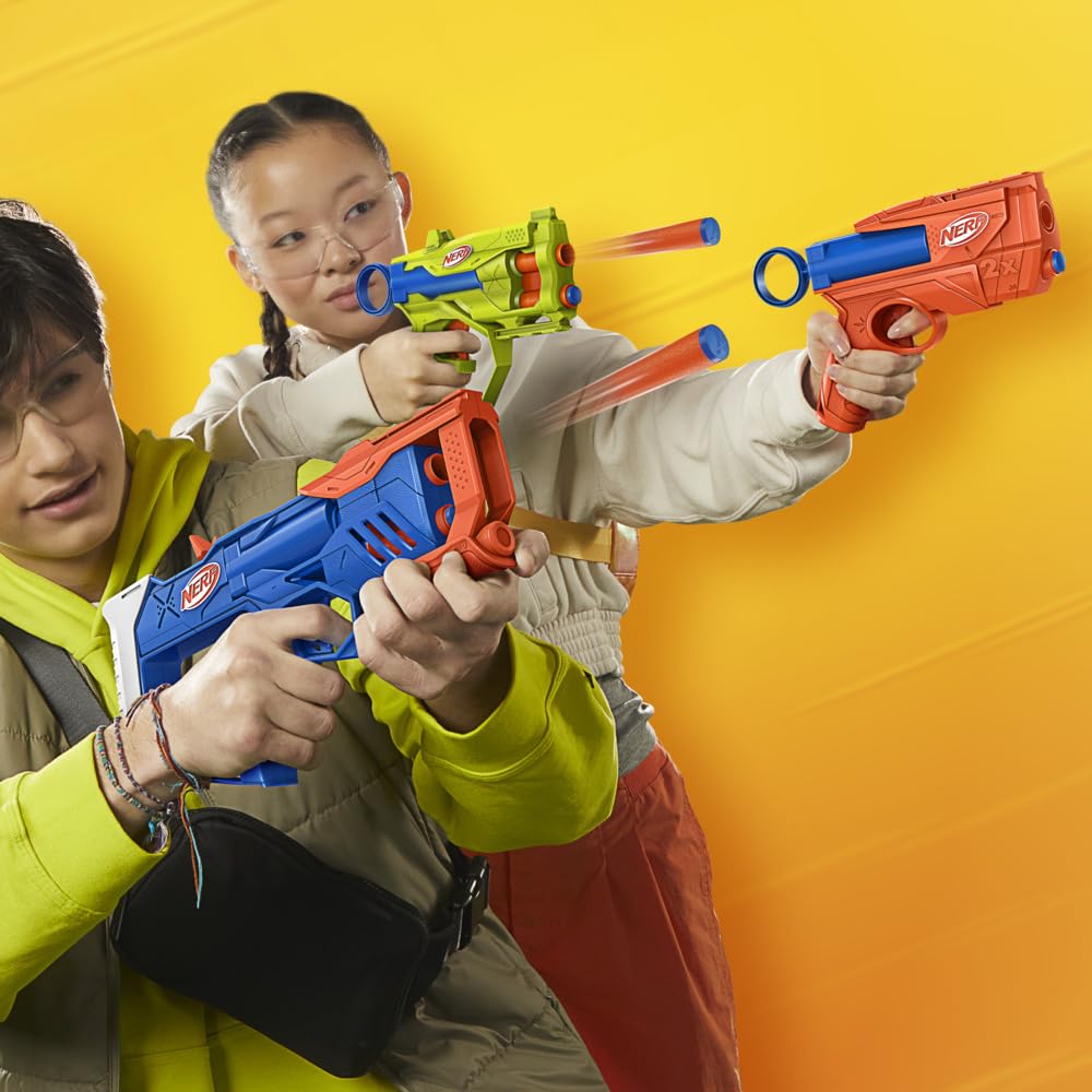 Nerf N Series Triple Action Pack, 3 Blasters, 12 Nerf N1 Darts Compatible Only with Nerf N Series Blasters, Outdoor Games for Kids, Ages 8+