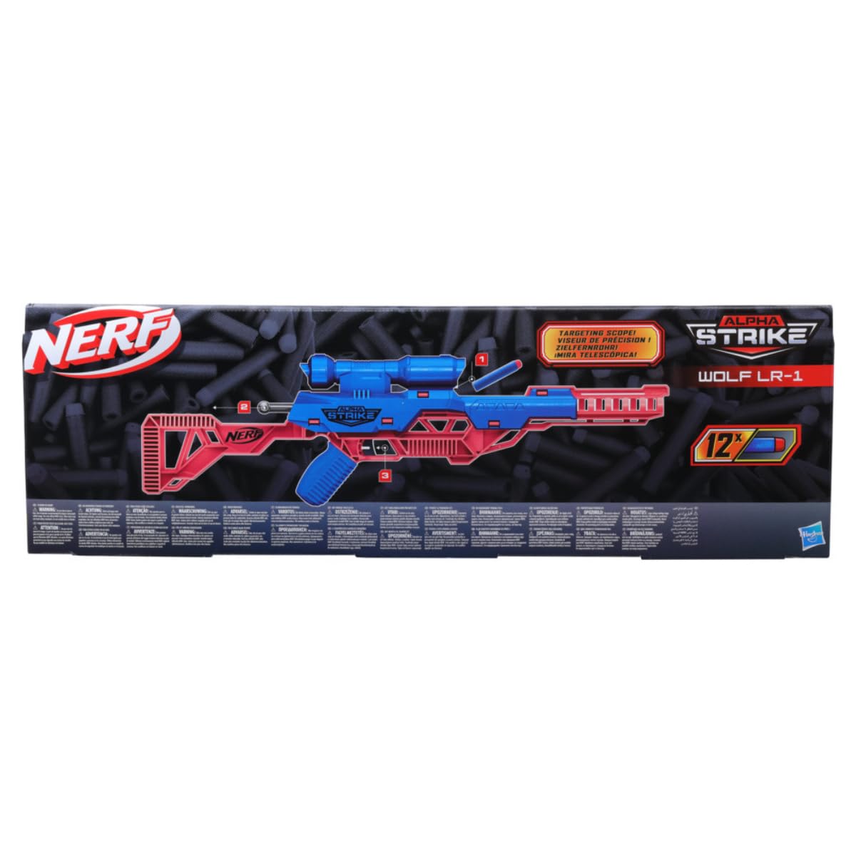 NERF Alpha Strike Wolf LR-1 Toy Blaster with Targeting Scope, Multicolour, 8Y+