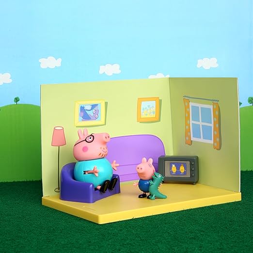 Peppa Pig's Living Room Themed Preschool Toy with Daddy Pig and George, 3Y+