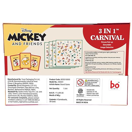 Borad 3 in Carnival Board & Card Game Mickey and Friends | 3 Games in One Box for Kids | Ages 3 and Up | for 2 to 6 Players | Fun Family Gifts