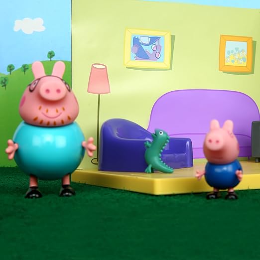 Peppa Pig's Living Room Themed Preschool Toy with Daddy Pig and George, 3Y+