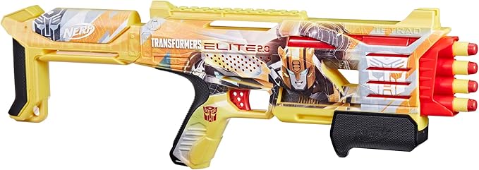 Nerf Transformers Bumblebee Dart Blaster, 8 Nerf Elite Darts, 8Y+