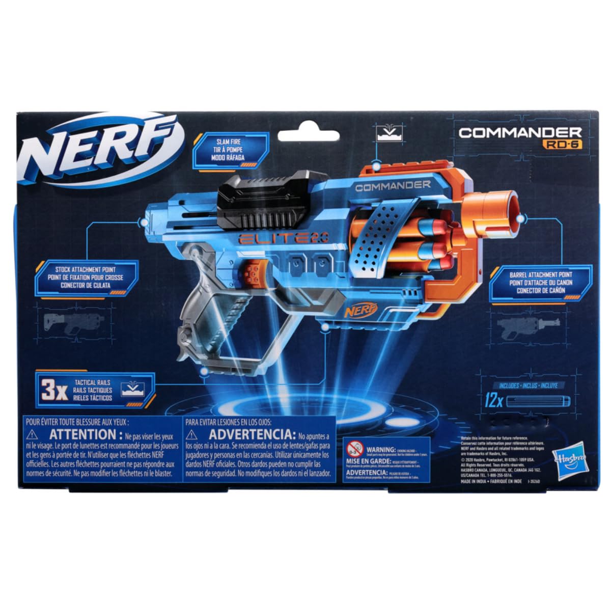 Nerf Elite 2.0 Commander Rd-6 Blaster, 12 Darts, 6-Dart Rotating Drum, Gift Toys for Kids Teens and Adults, Toys, Toys for Boys and Girls Ages 8+, Best Xmas Gift Toy,Multi