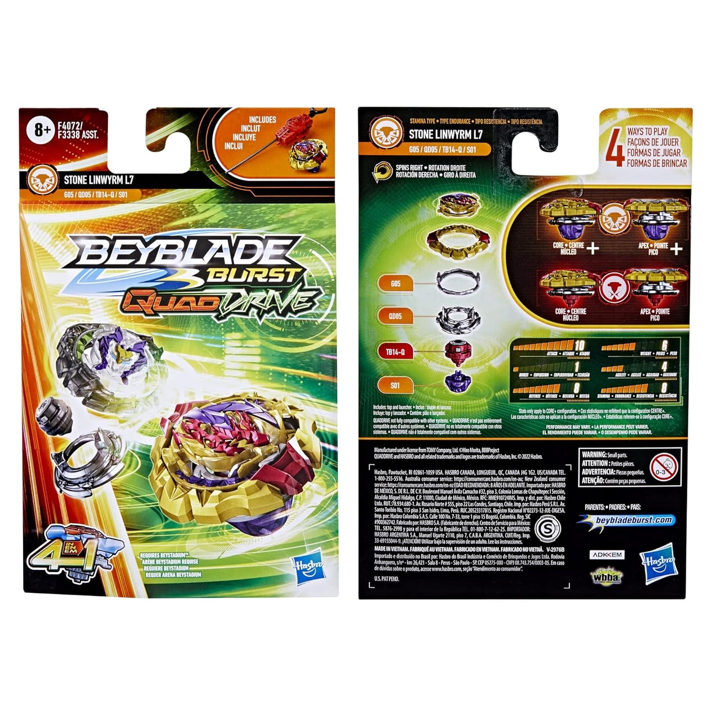 Beyblade Burst Quaddrive Stone Linwyrm L7 Spinning Top Starter Pack, 8Yrs+