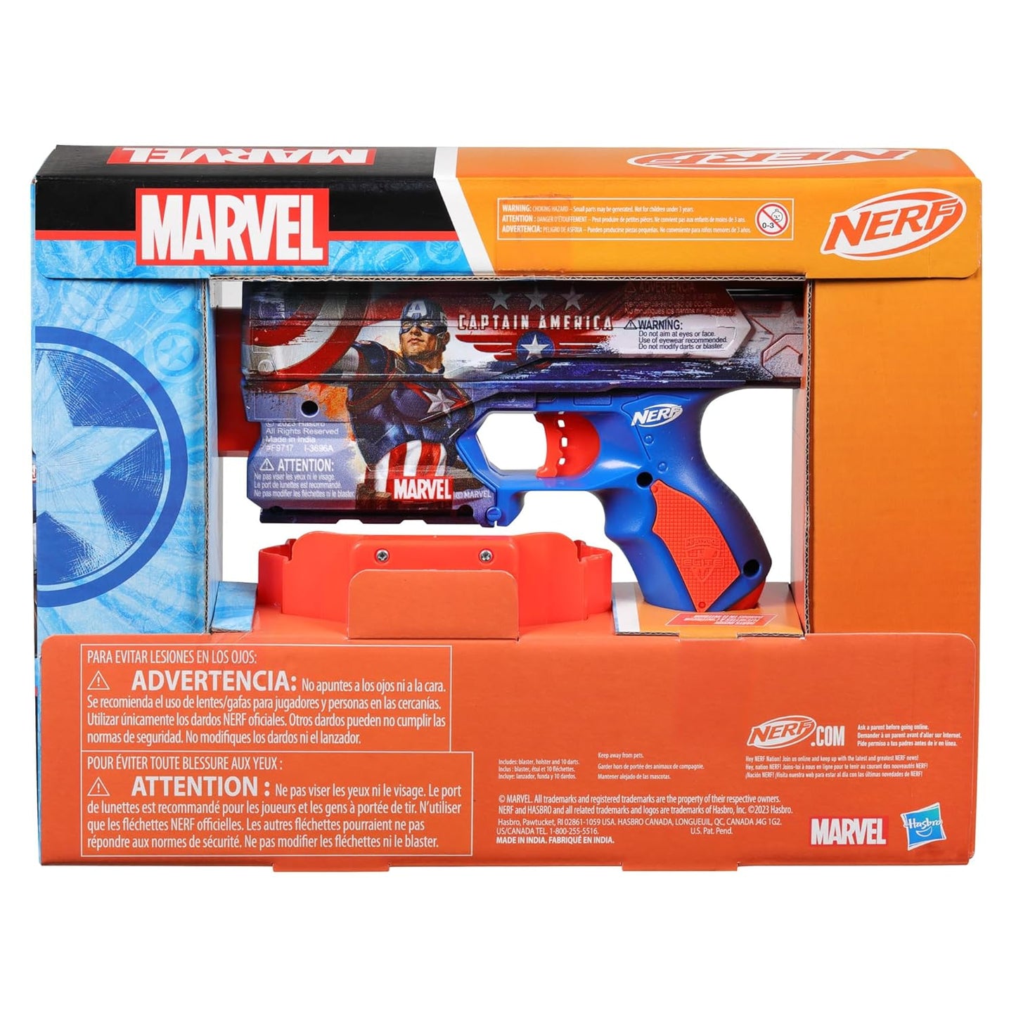 Nerf Marvel Captain America Dart Blaster, 10 Nerf Elite Darts, 8Y+