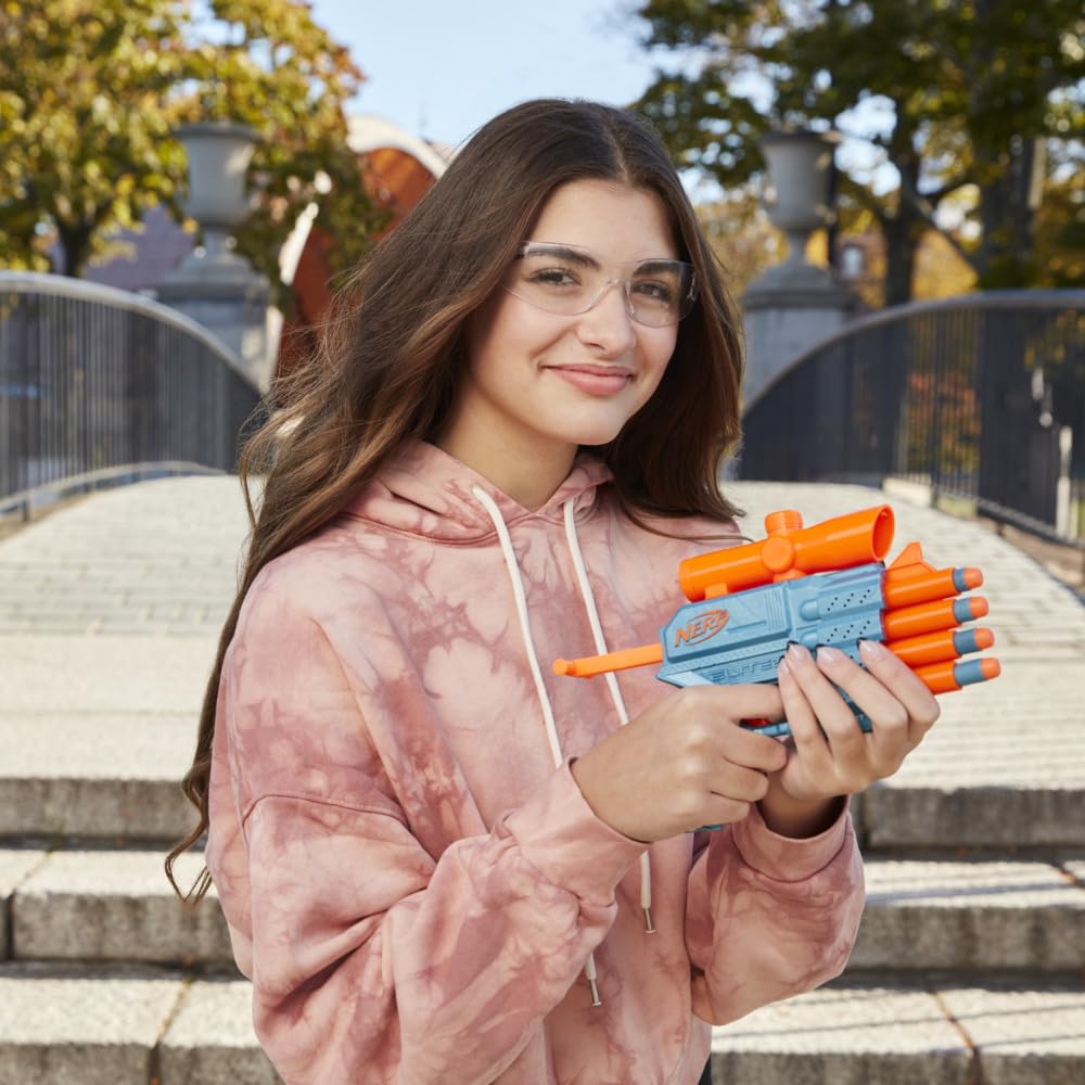 Nerf Elite 2.0 Prospect Qs-4 Blaster, 8 Official Nerf Elite Darts, 4-Dart Blasting, Nonremovable Targeting Scope, Pull-Back Priming, 8Yrs+