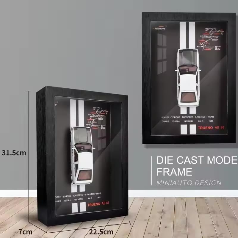TOYVELLY Orange 3D Diecast Model Car Frame Diecast Metal Car Interactive Wall Decor with Openable Doors, Pull Back Display Car 1 PC