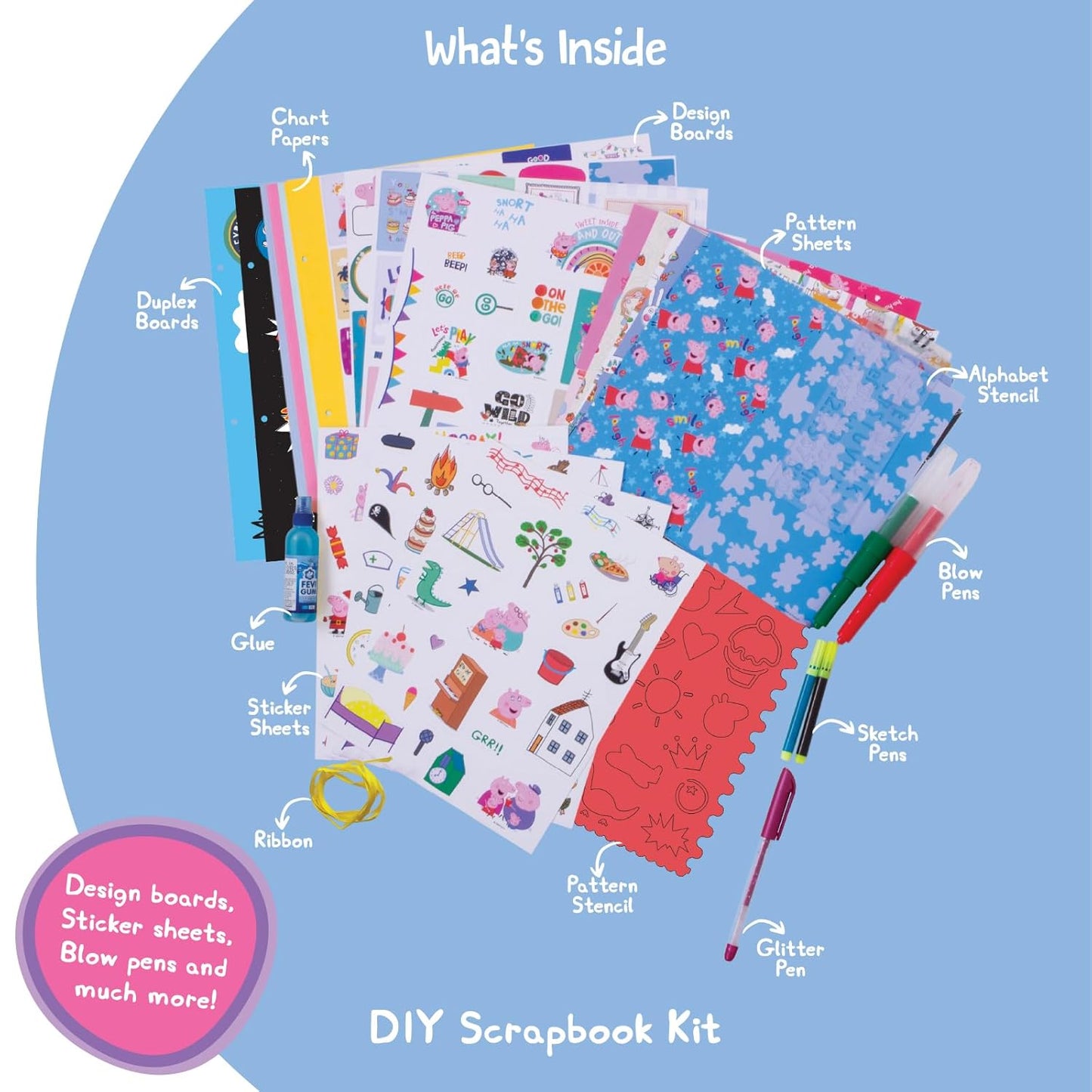 Handycrafts Funskool Peppa Pig DIY Scrapbook Kit, Art and Craft Set for Kid, Encourages Creativity, Learning, Fun & Engaging Activity, Multicolor, Gift Set for Kids, Age 5+ Years